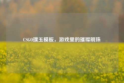 CSGO璞玉模板，游戏里的璀璨明珠