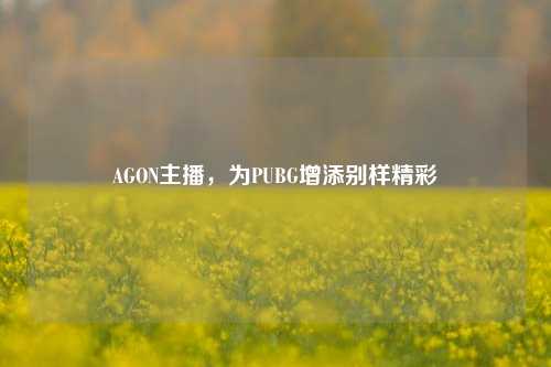 AGON主播，为PUBG增添别样精彩