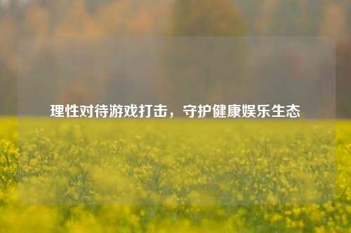 理性对待游戏打击，守护健康娱乐生态
